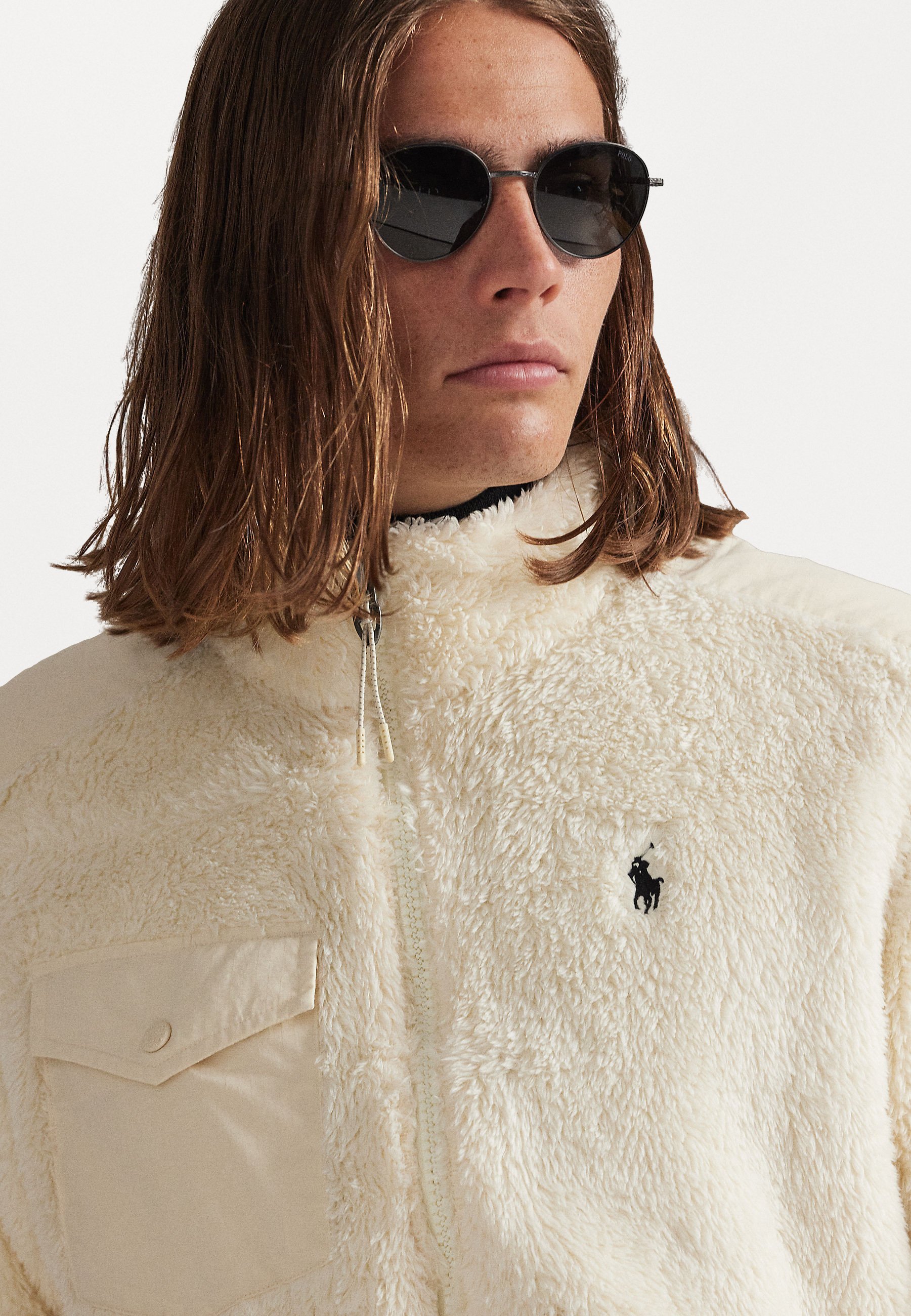 Veste polaire bouclée Polo Ralph Lauren - Sweat-shirt zippé - Crème Andover