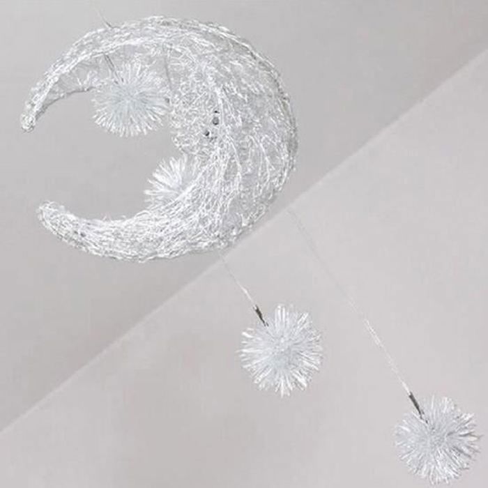 Decorative Hanging Ornament - Moon and Star - Aluminum - 40 cm - For Children