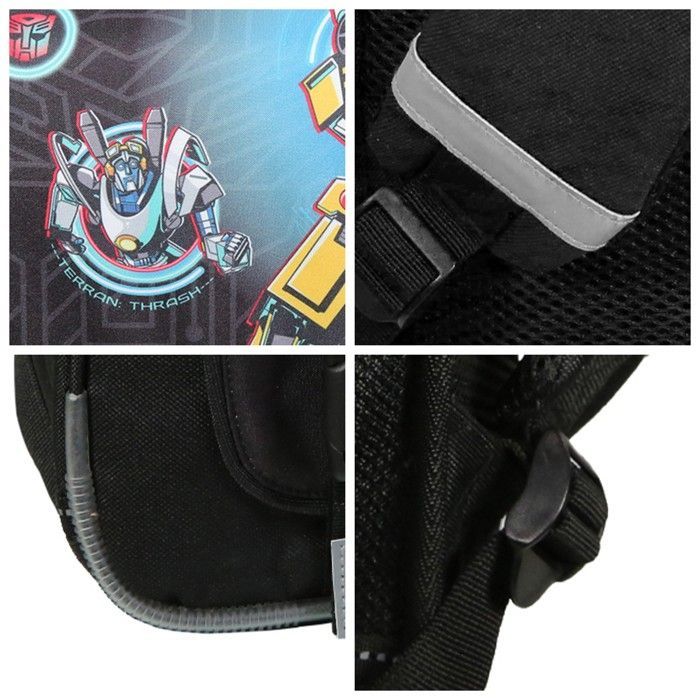 Mochila escolar preta Transformers de 38 cm