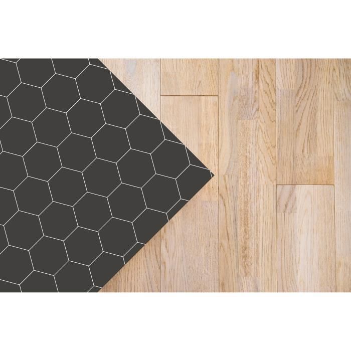 Alfombra de vinilo Panorama Mosaic Hexagons Gris 140x200 cm - Alfombra para cocina, oficina y sala de estar en PVC