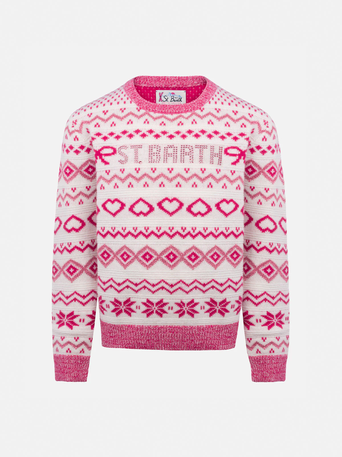 Maglione girocollo fair-isle da bambina Princess con logo in strass St