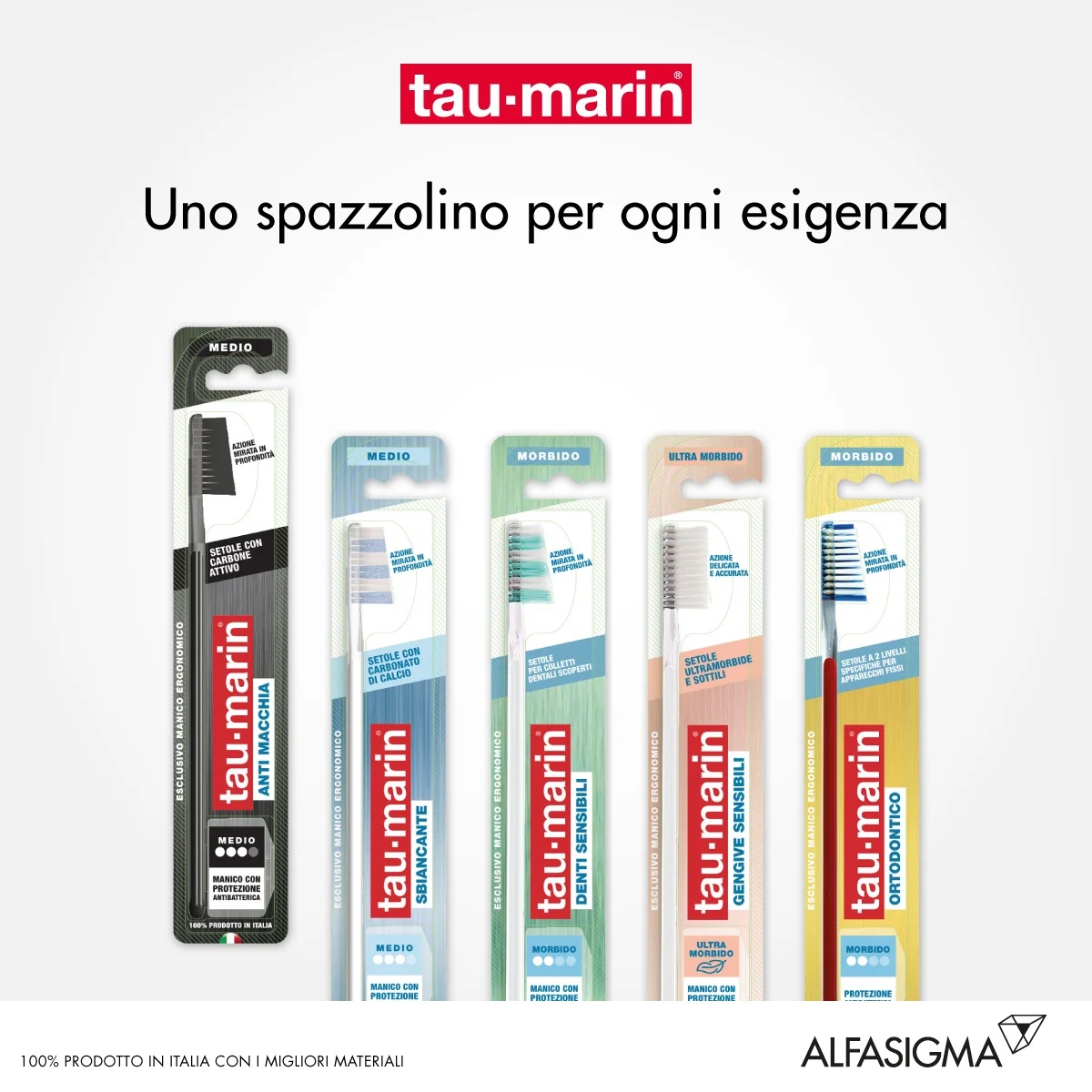 Cepillo de dientes antibacteriano negro ALFASIGMA TAU MARIN Taumarin Professional