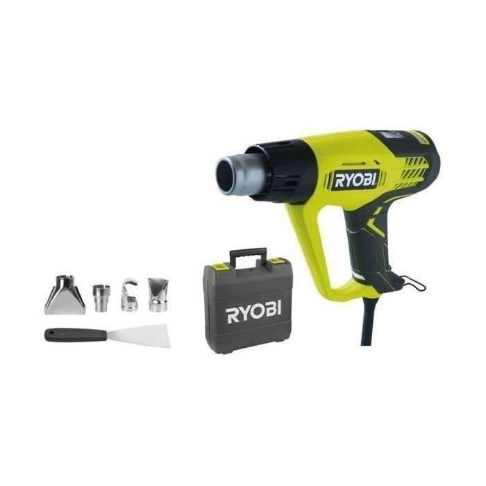 RYOBI - Pistola de calor de 2000 W - 2 ajustes de temperatura (50/650 °C) - Pantalla LCD - Incluye 1 espátula y 4 boquillas - EHG2020LCD