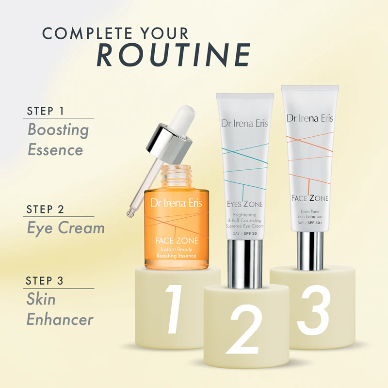 Creme facial antirrugas com cor Dr. Irena Eris Face Zone, uniformiza o tom da pele, FPS 50+.
