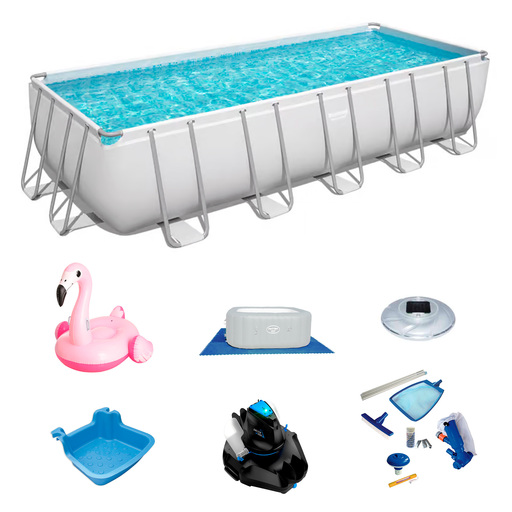 Bestway Πακέτο Ορθογώνιας Πισίνας 640x274x132 cm με Αξεσουάρ Πισίνας και Καθαριστικό Πισίνας
