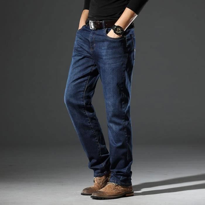 Pantalones vaqueros rectos elásticos para hombre, estilo otoño/primavera - Azul - INSFITY - Talla estándar