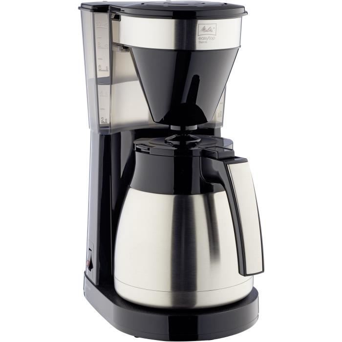 Cafétière filtre MELITTA Easy Top Therm II Steel - Noir - 10 tasses - Porte-filtre compatible lave-vaisselle