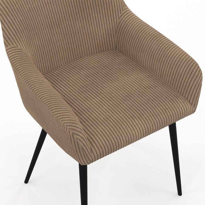 IDMARKET Lot de 2 chaises de salle à manger JANY en velours côtelé taupe