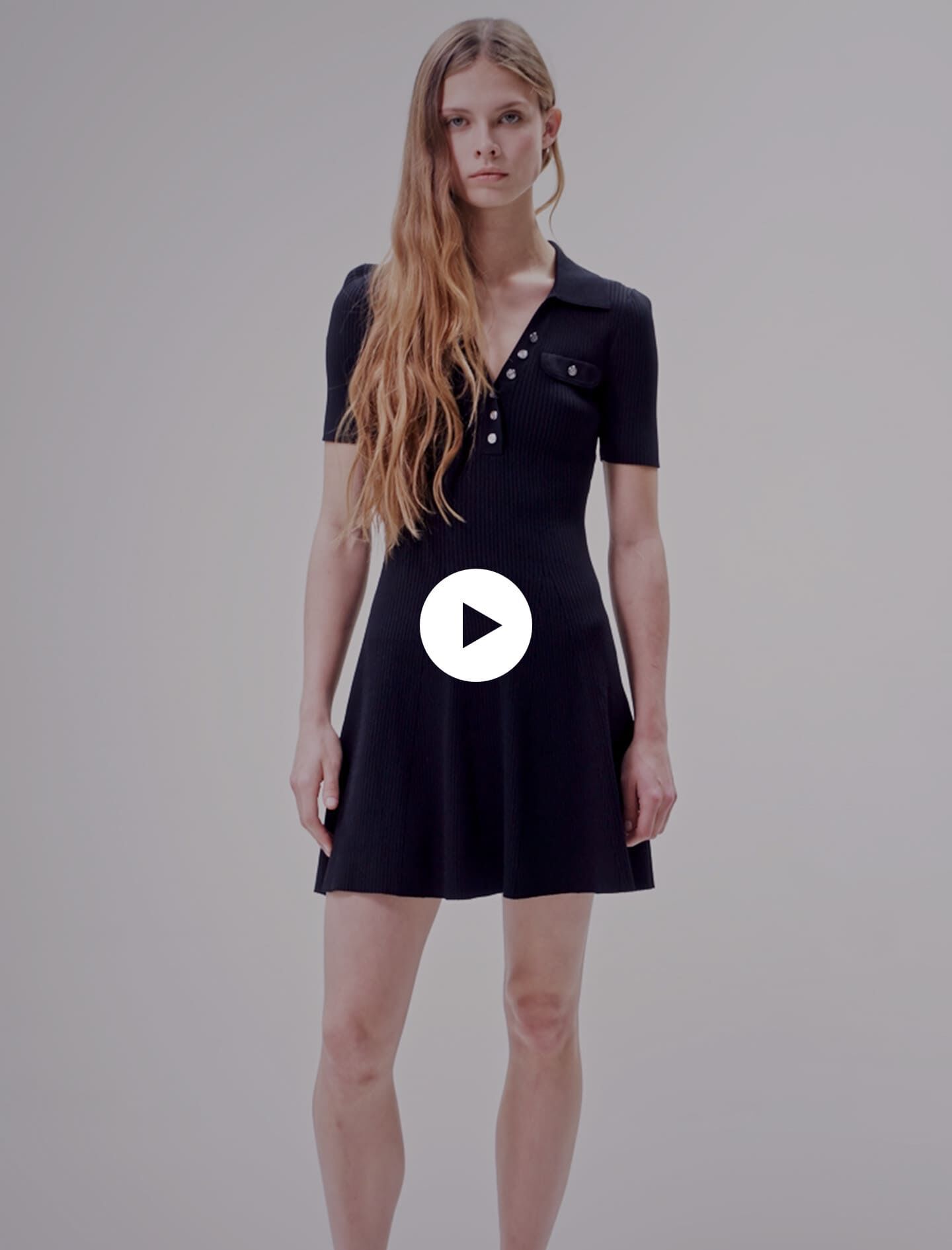 Rochie scurtă tricotată - Neagră