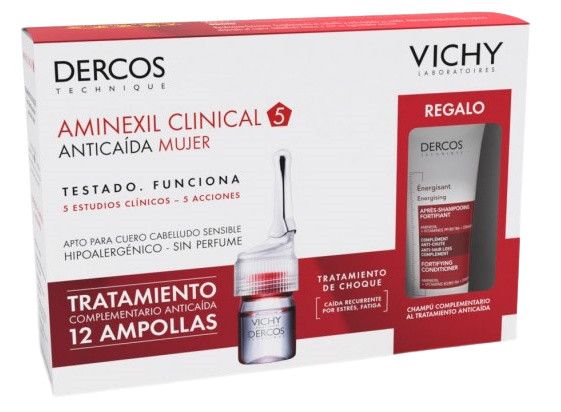 Ampulky proti vypadávaniu vlasov Dercos Aminexil Clinical pre ženy Šampóny proti vypadávaniu vlasov z lekární