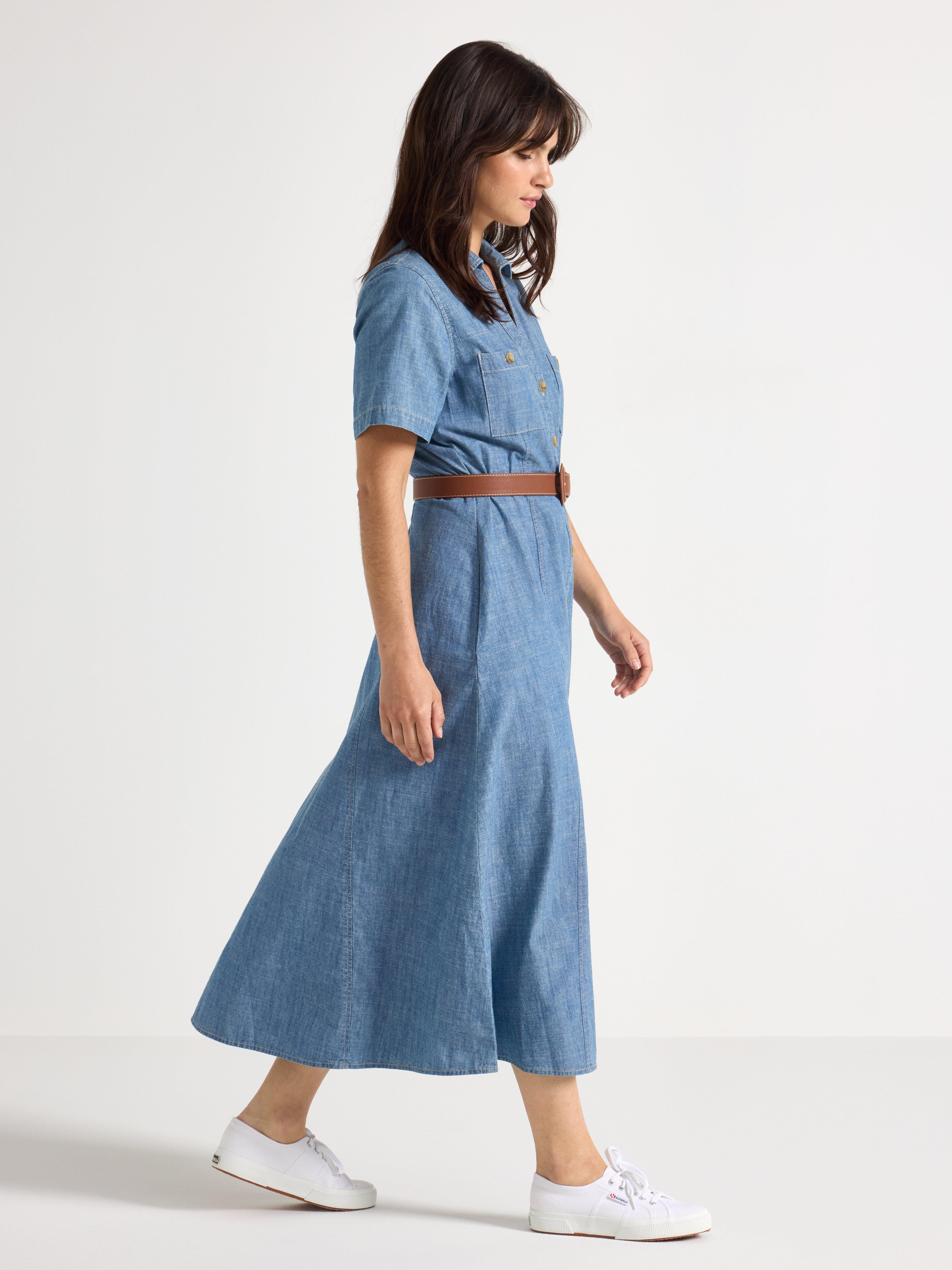 Vestido camisa chambray azul chambray