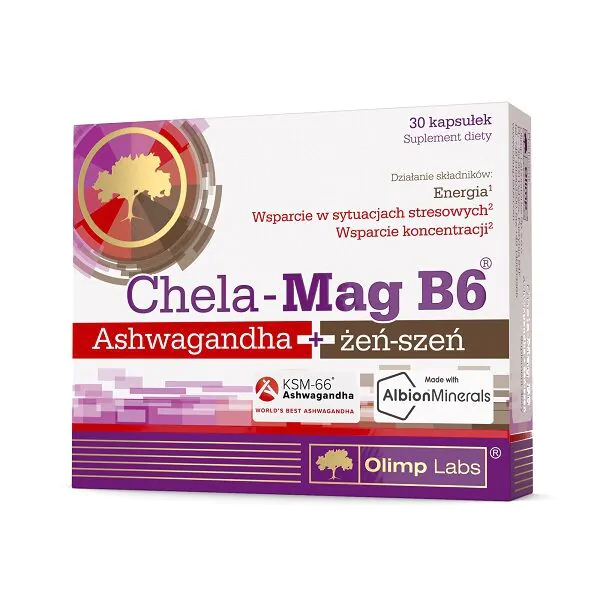 Olimp Chela-Mag B6 Ashwaganda + Żeń-szeń, Kapsułki