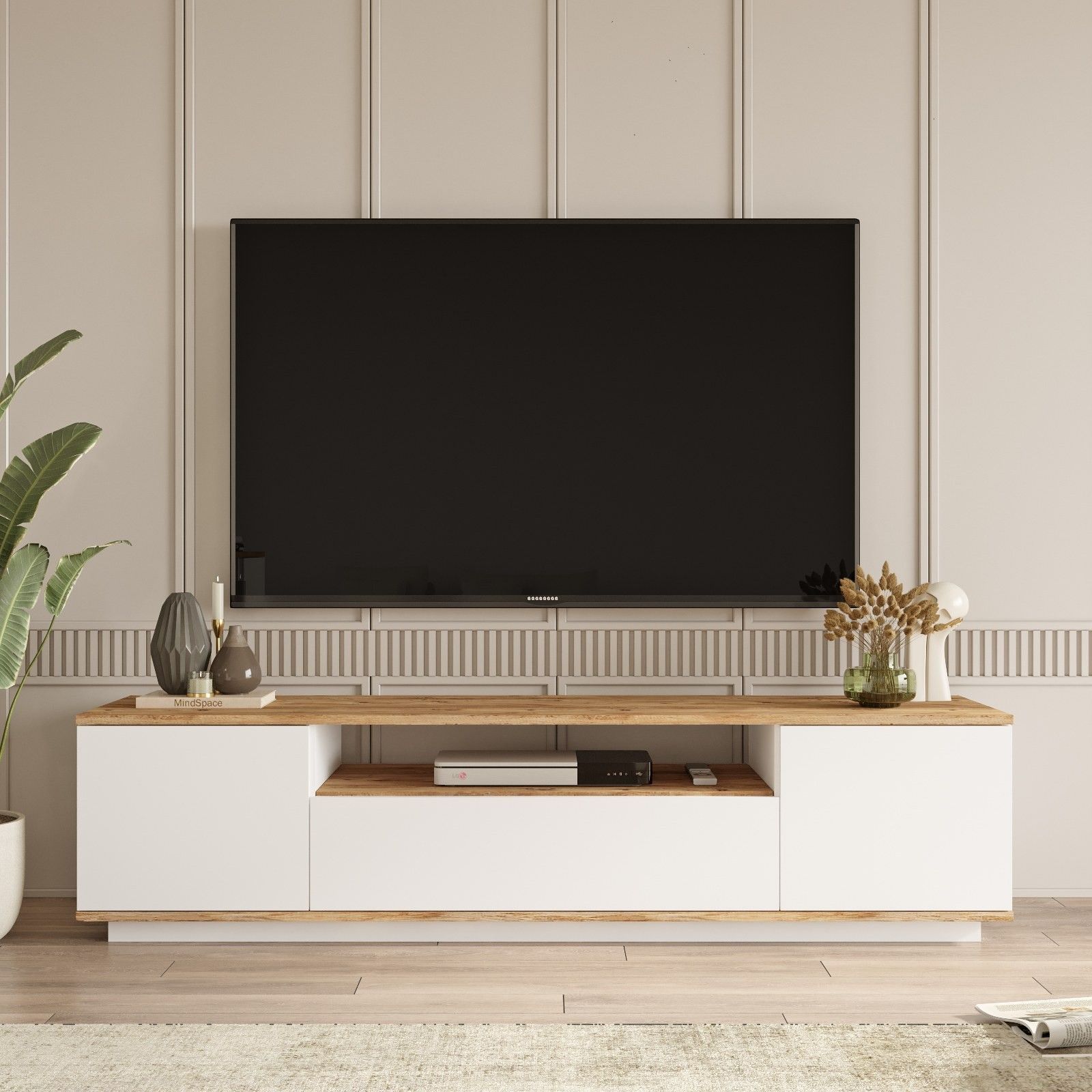 Mueble para TV - FR7 - Pino atlántico / Blanco - 180 x 45 x 45 cm