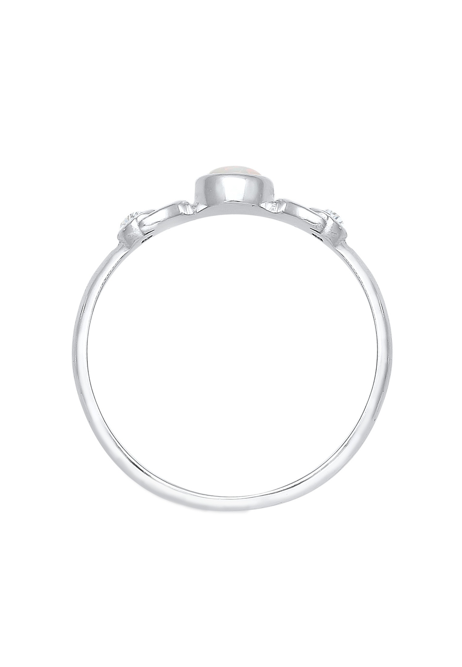 Elli Demi Lune Astro Bague Femme - (925/1000) Argent Cristal Zircone Opale