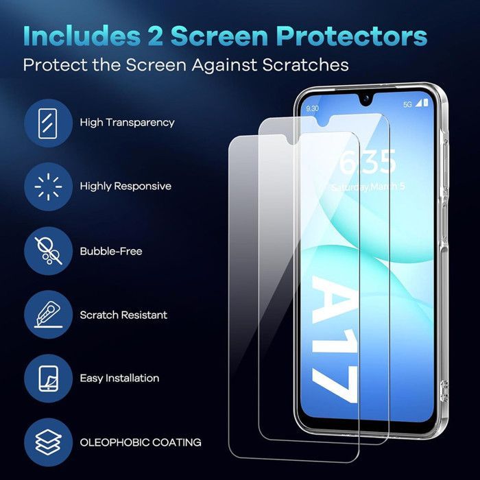 Coque Pour Samsung Galaxy A17 + 2x [Verre de Protection] Souple Silicone Léger Transparent Antichoc - New&Teck