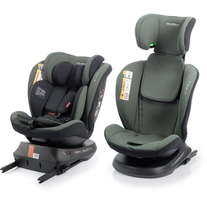 Silla de coche BABYAUTO Sigma iFix Vivitta - Grupo 0/1/2/3 - 40/150 cm - Isofix + Top Tether - Giro de 360° - Reclinable - Verde