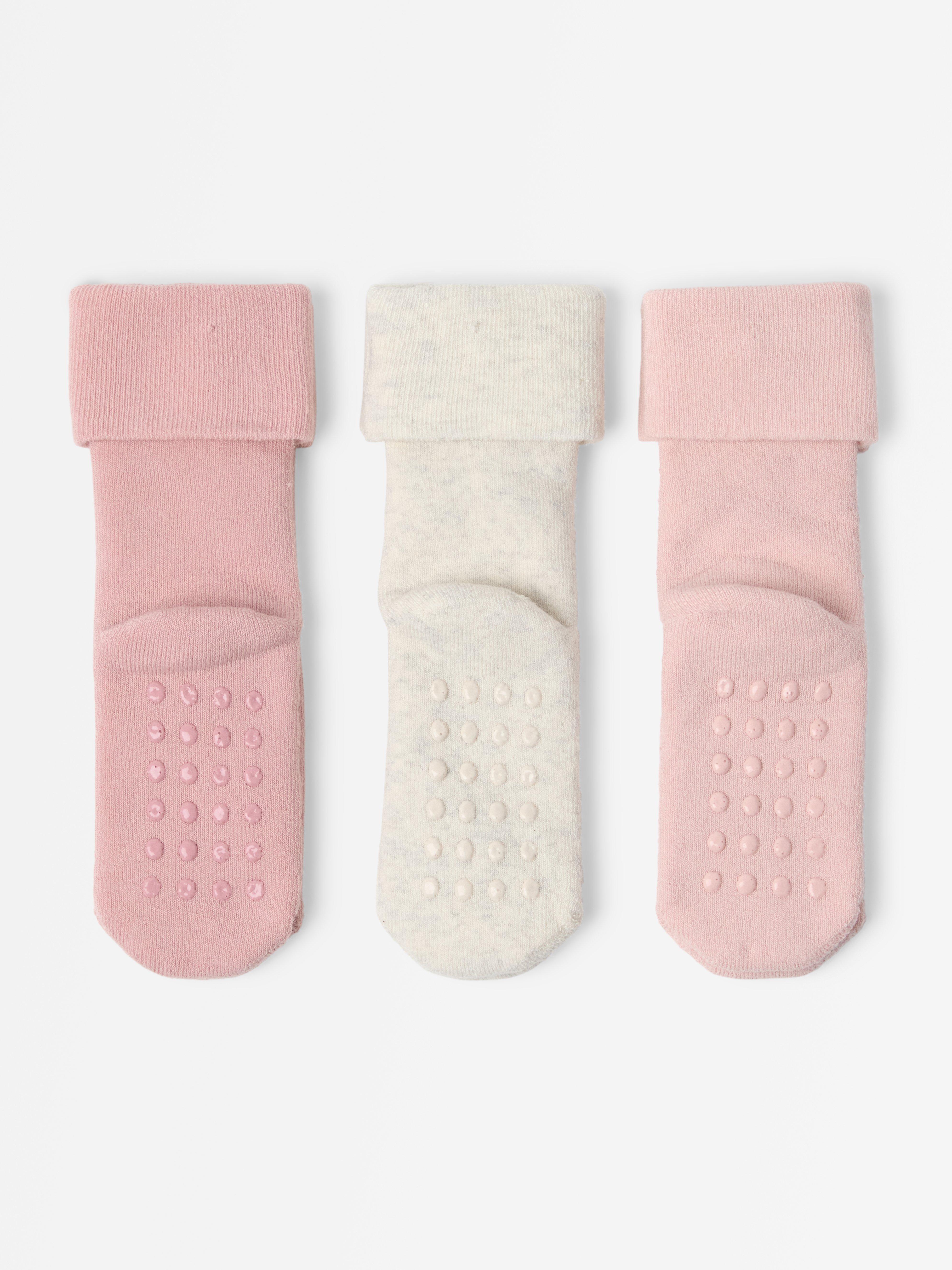 Pacote com 3 pares de meias rosa claro