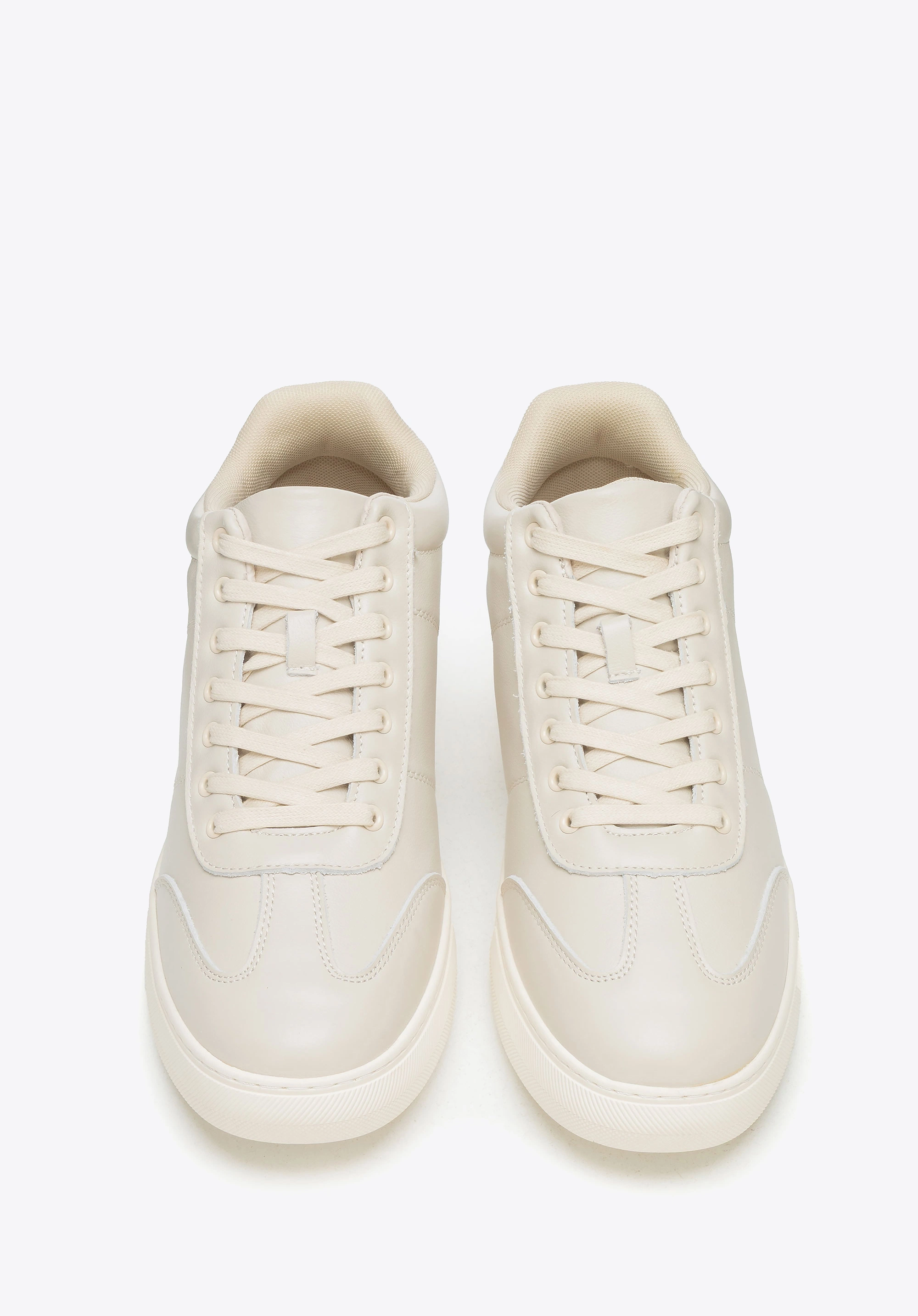 Męskie sneakersy z naturalnej skóry licowej jasny beż