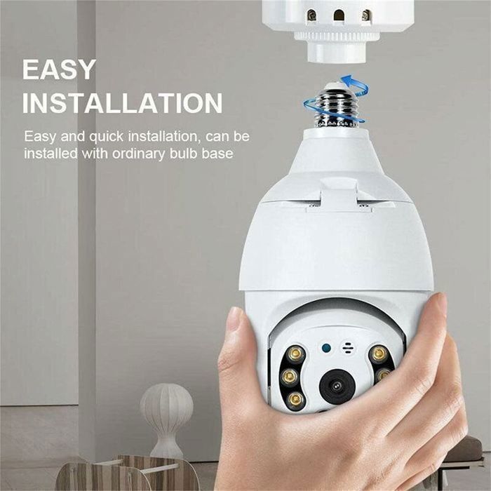 Caméra ampoule WiFi 360 degrés extérieure, 2,4 GHz et 5 GHz WiFi ampoule caméra, caméra de sécurité sans fil WiFi 1080P