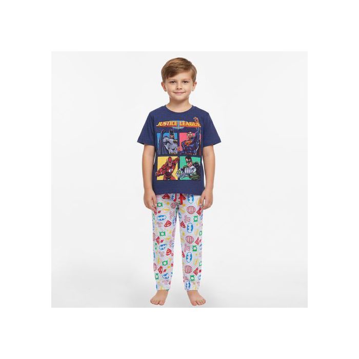 Justice League Boys' Pyjama Set with Long Trousers, Batman, Superman, and Flash, 2-Piece Set, 116 cm