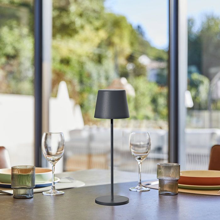 Lampe de table sans fil - LUMISKY - KELLY ROCK - Aluminium gris - LED blanc dimmable - Rechargeable - H38 cm