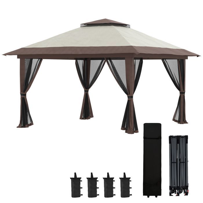 Outsunny - Tonnelle de jardin - Polyester - 392x392x283cm - Beige