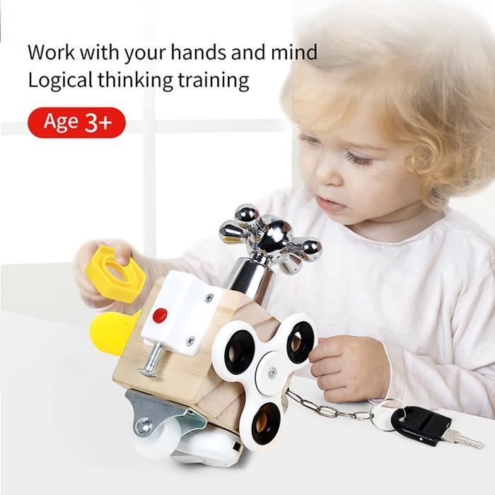 Cube d'activité - YIBUJIAZU - Cube 7-en-1 - 7 activités éducatives - Bois non toxique - Compact portable