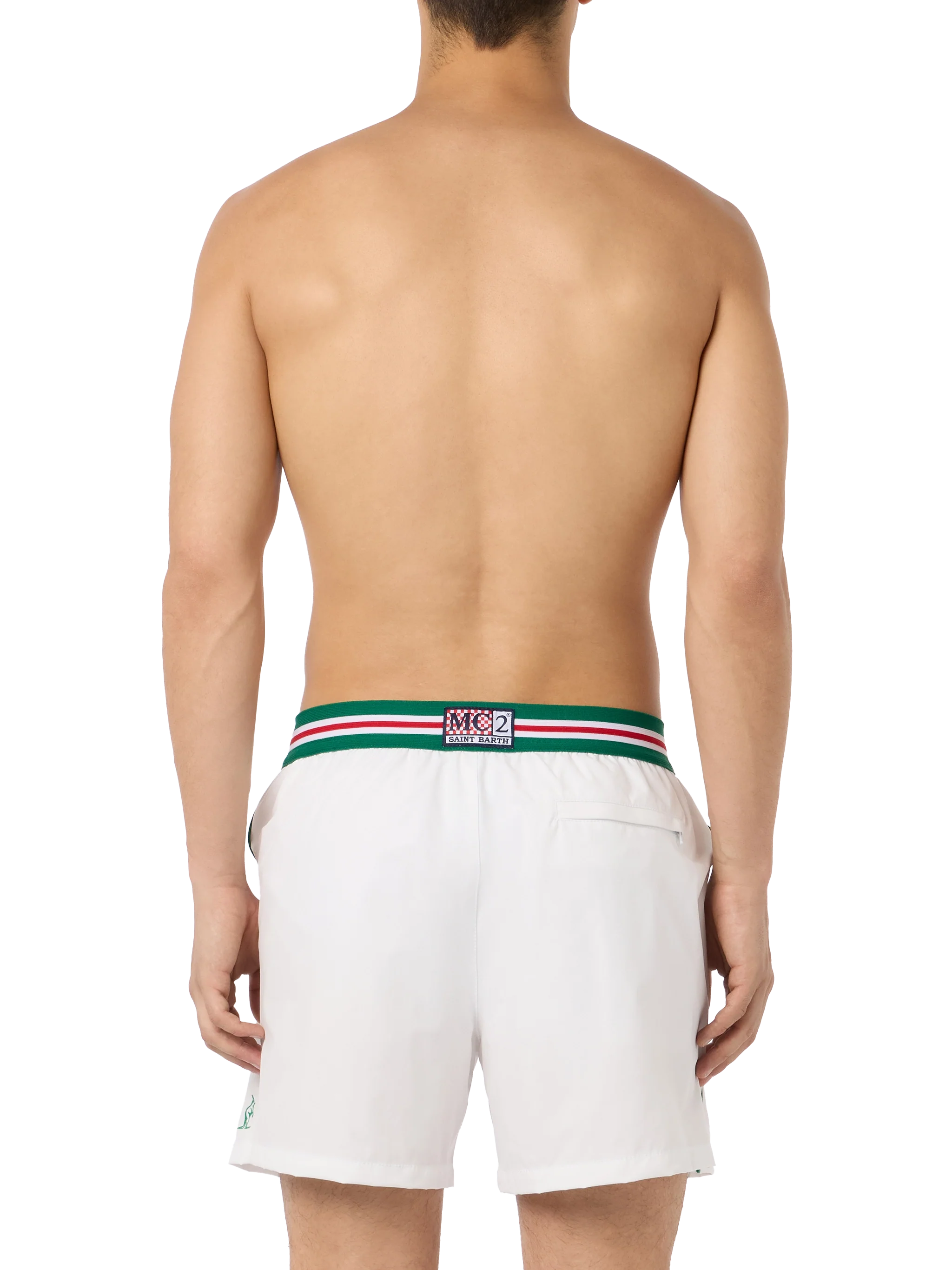 Nad heren zwempak in wit, slim fit model, met een