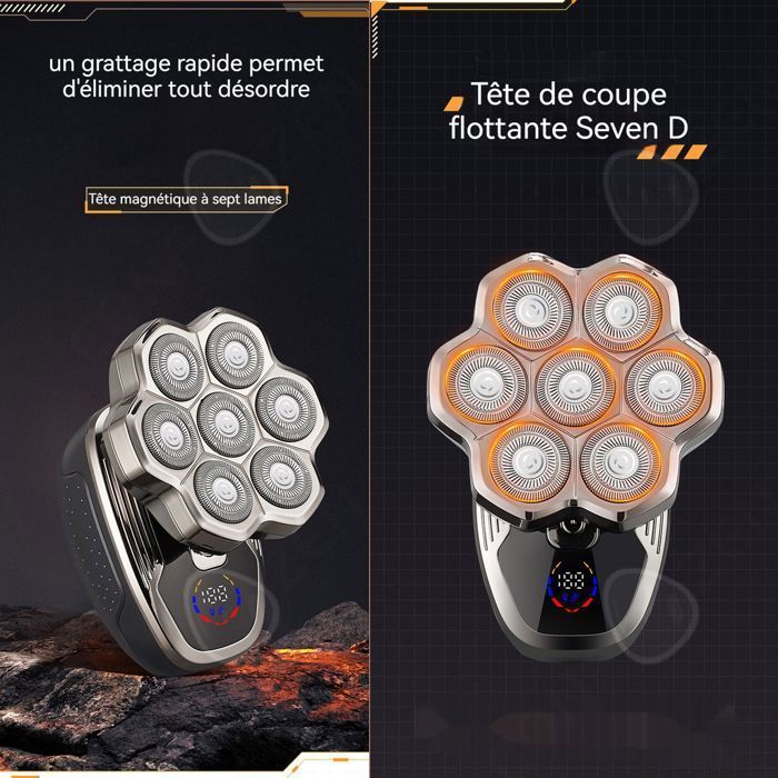 Afeitadora eléctrica C con 7 cuchillas, resistente al agua, pantalla digital, imán inteligente, afeitadora multifuncional para barba para hombres.