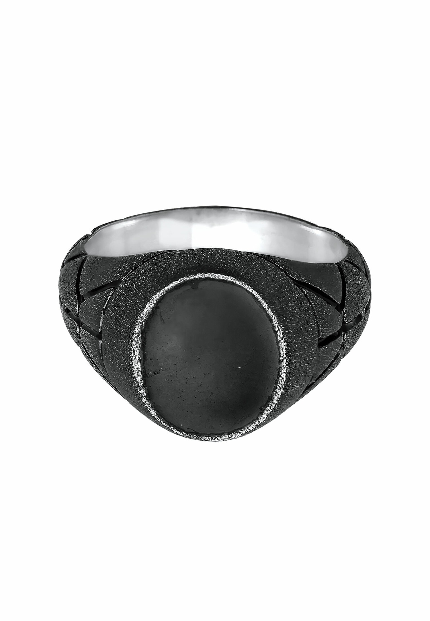 KUZZOI Basic Herren Siegelring Oval Emaille 925er Silber