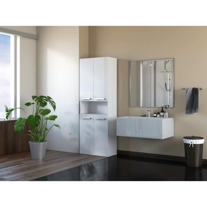 MOBY - Armario de baño con dos cestas - Tiradores minimalistas - Dimensiones: 174x60x30 - Columna de almacenamiento