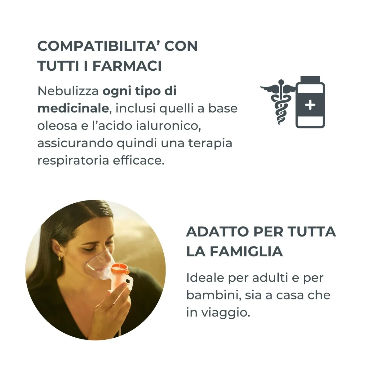 Dispositivo médico terapéutico de aerosol de pistón NUVITA Nuvita