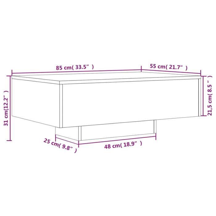 Mesa de centro vidaXL com luzes LED, mesa lateral, mesa de apoio, móveis para sala de estar, moderna, madeira preta 836610