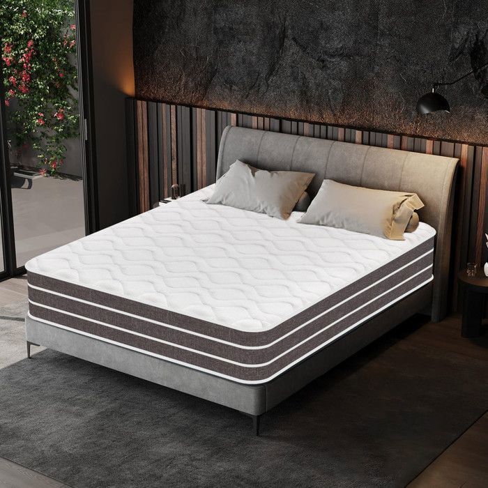 Materasso extra spesso 28 cm (140x190 cm) - Memory foam e molle insacchettate - 8 zone - Ergonomico - Antibatterico e antiacaro