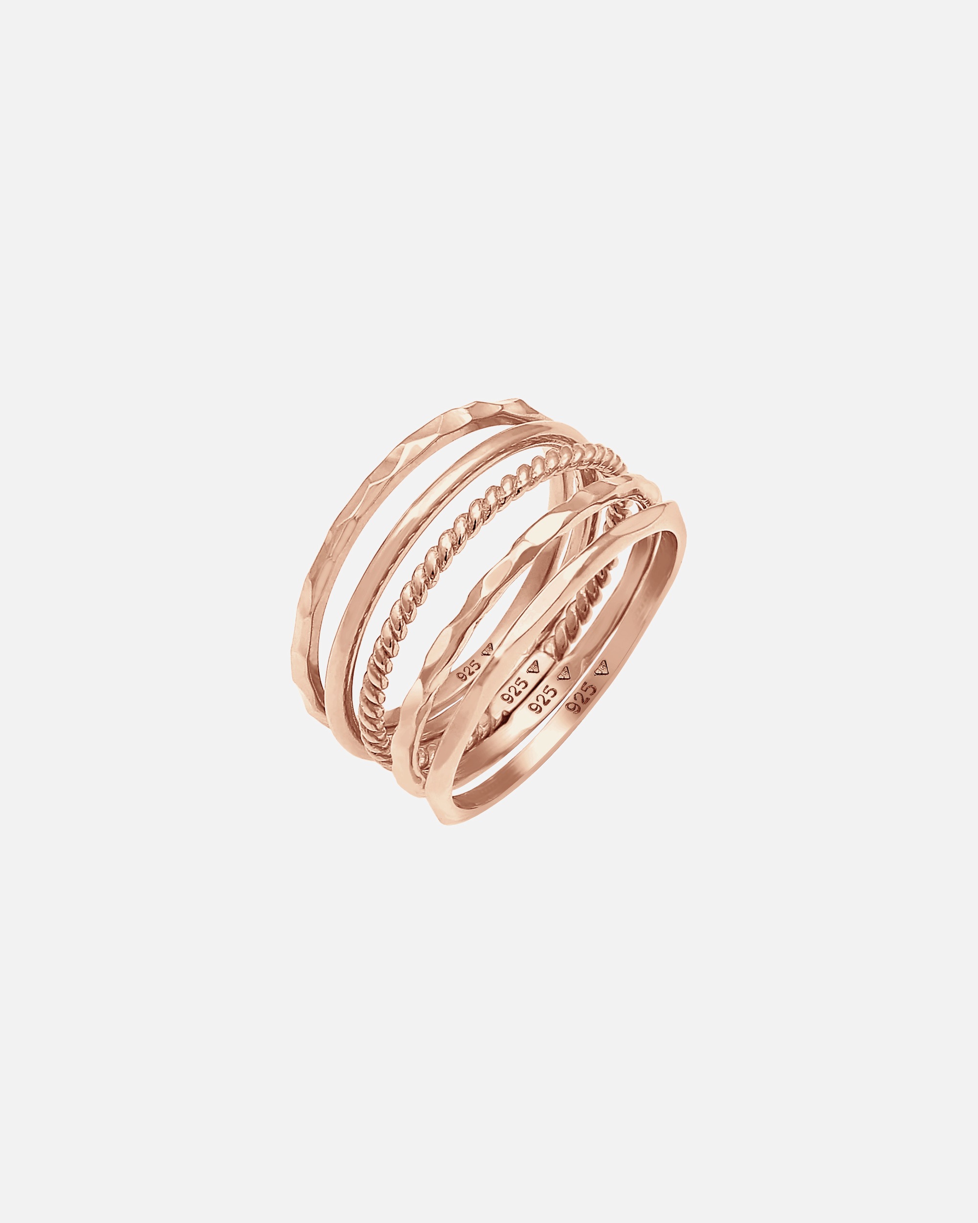 Elli Femmes Set Bande Empilage Minimaliste Tendance Blogueur Basique en Argent Sterling 925