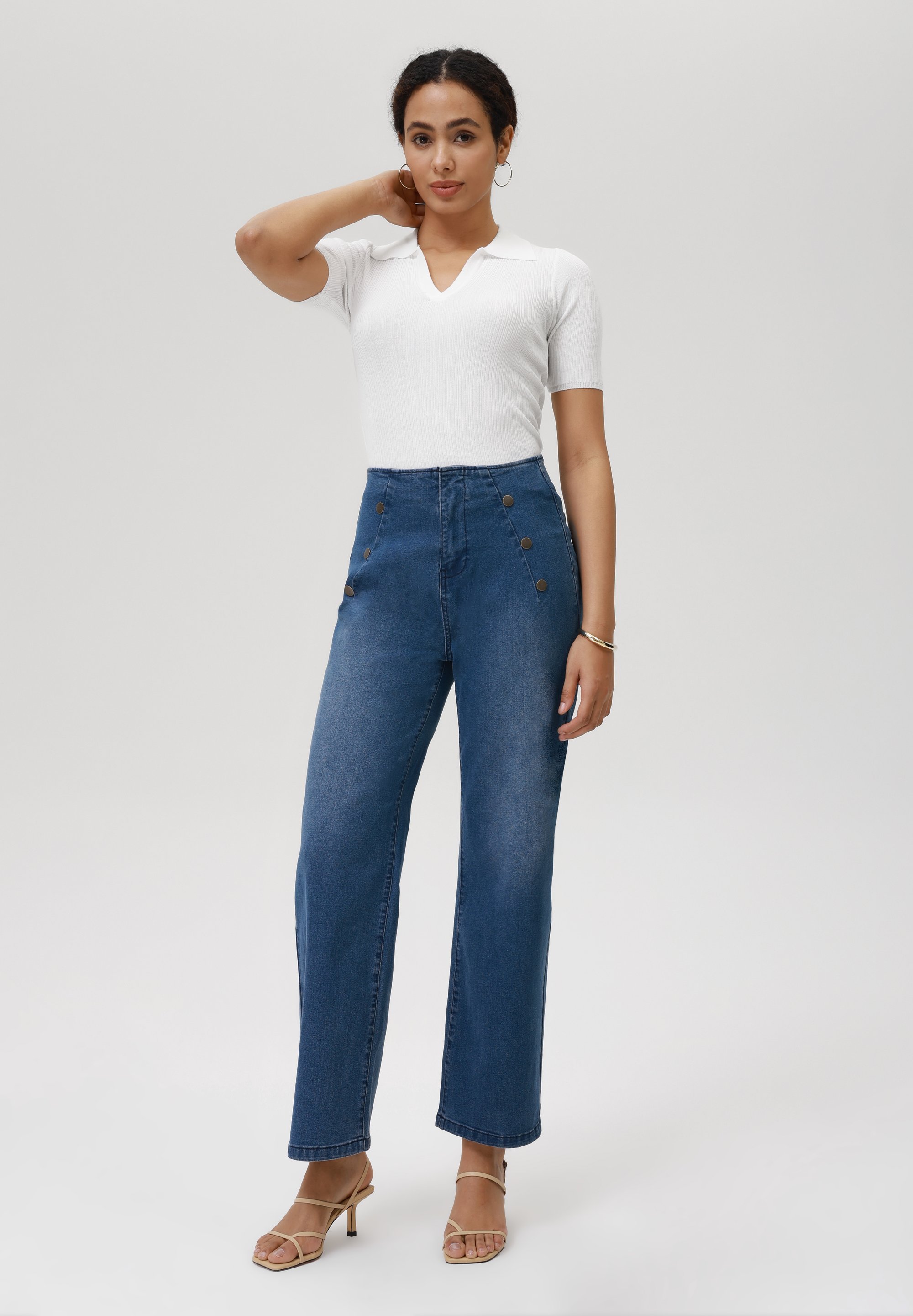Anna Field jeans met rechte pijpen - middenblauwe wassing