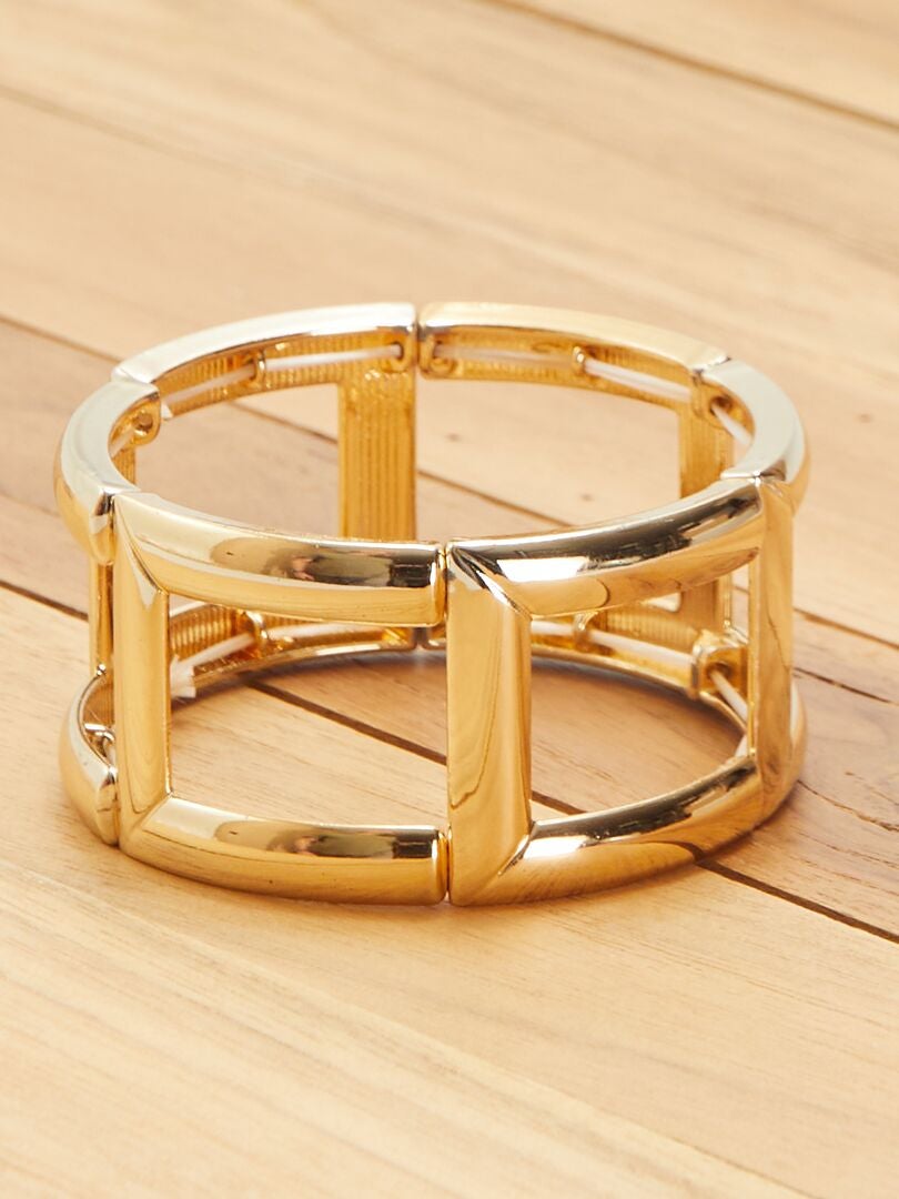 Vierkante gouden armband - BEIGE
