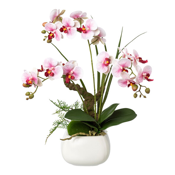 Orhidee artificială Phalaenopsis într-un ghiveci ceramic, 46 cm