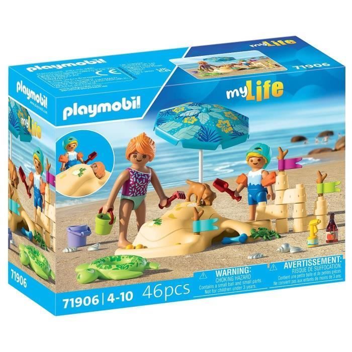 Playmobil 71906 Family playing in the sand at the beach, My Life Beach Vacation, 46 pieces, ages 4+