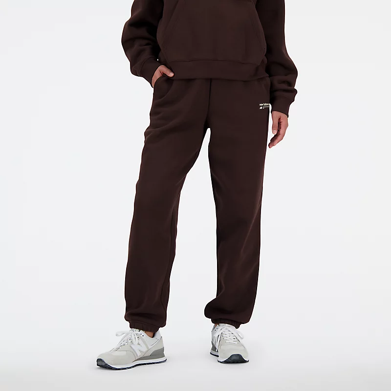 Dames Linear Heritage joggingbroek van fleece met geborstelde achterkant in BLACK COFFEE
