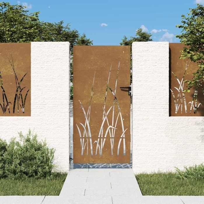 vidaXL Portail de Jardin, Portillon de Patio, Barrière de Sécurité, Porte d'Extérieure Terrasse, 85x175 cm Acier Corten 153224