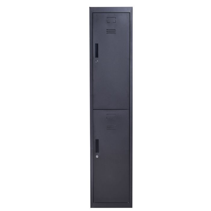 Metal locker cabinet - Vinsetto - lockable with 2 keys, 4 shelves - cold-rolled steel - 38 x 46 x 180 cm - black