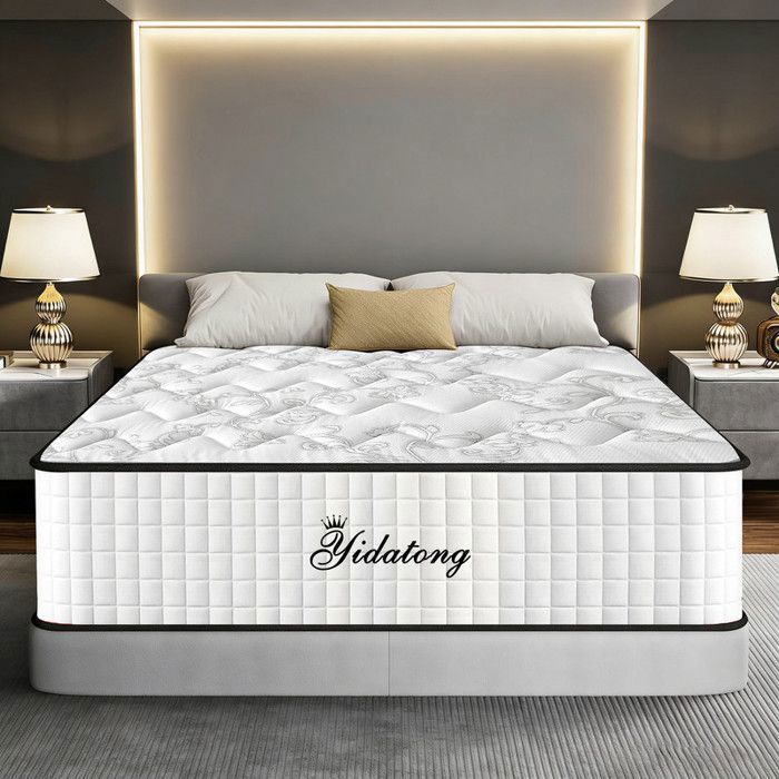 Colchón de 140x190 cm, extra grueso (30 cm), con espuma viscoelástica y látex azul, núcleo de muelles, 7 zonas, transpirable y cómodo.