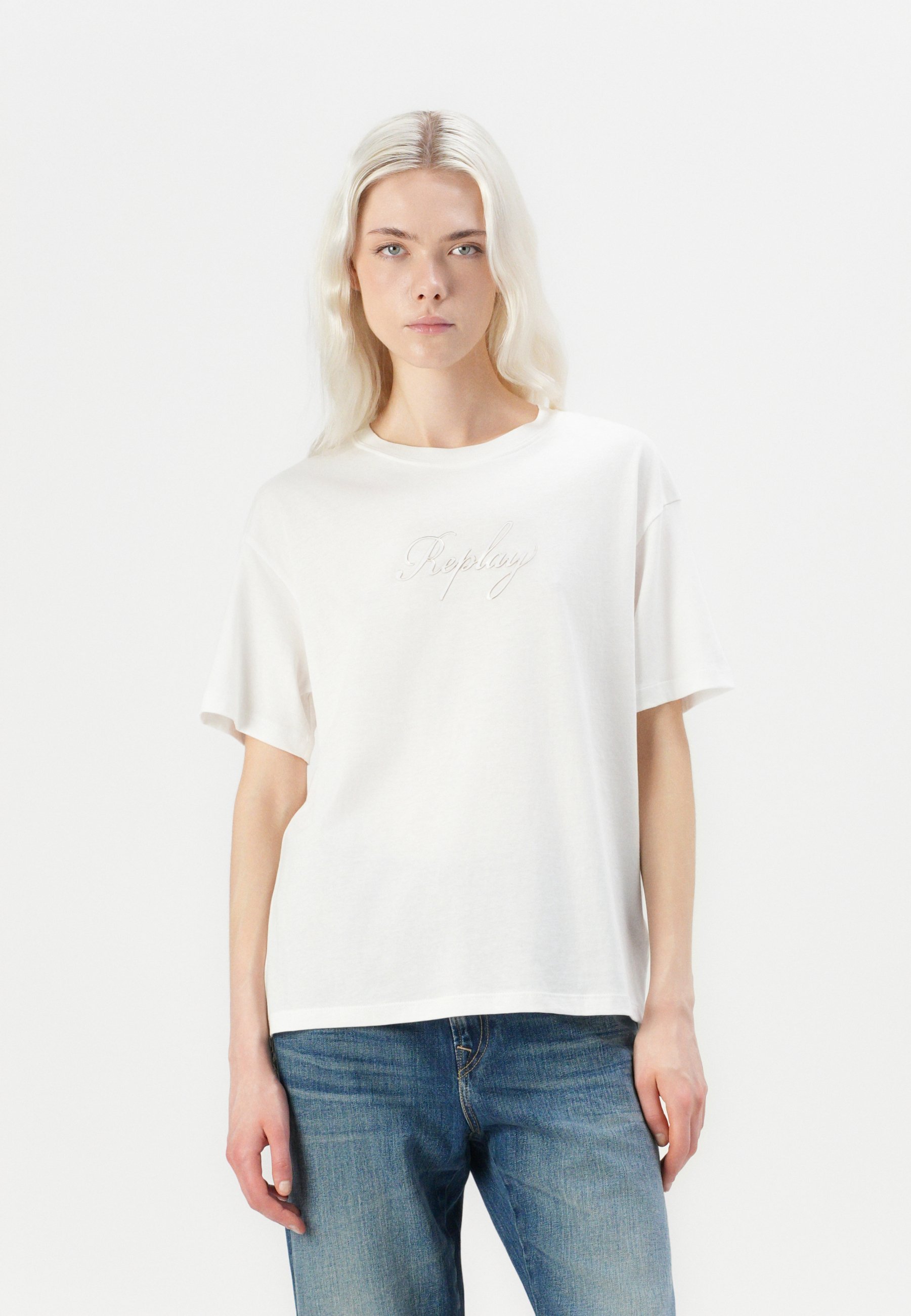T-shirt Replay Basic - bianco sporco