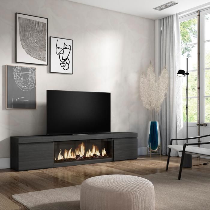 Meuble TV, Banc Télé, 208x35x45cm, Pour les TV jusqu'à 80
