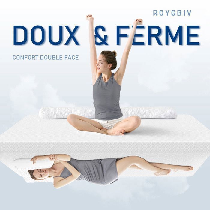 ROYGBIV Coprimaterasso in memory foam 90x190 cm, spessore 7 cm – Comfort ergonomico, anti-affossamento, traspirante