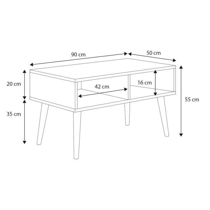 Mesa de centro escandinava en roble Wotan con patas de madera – 90 x 50 x 55 cm – SANDI