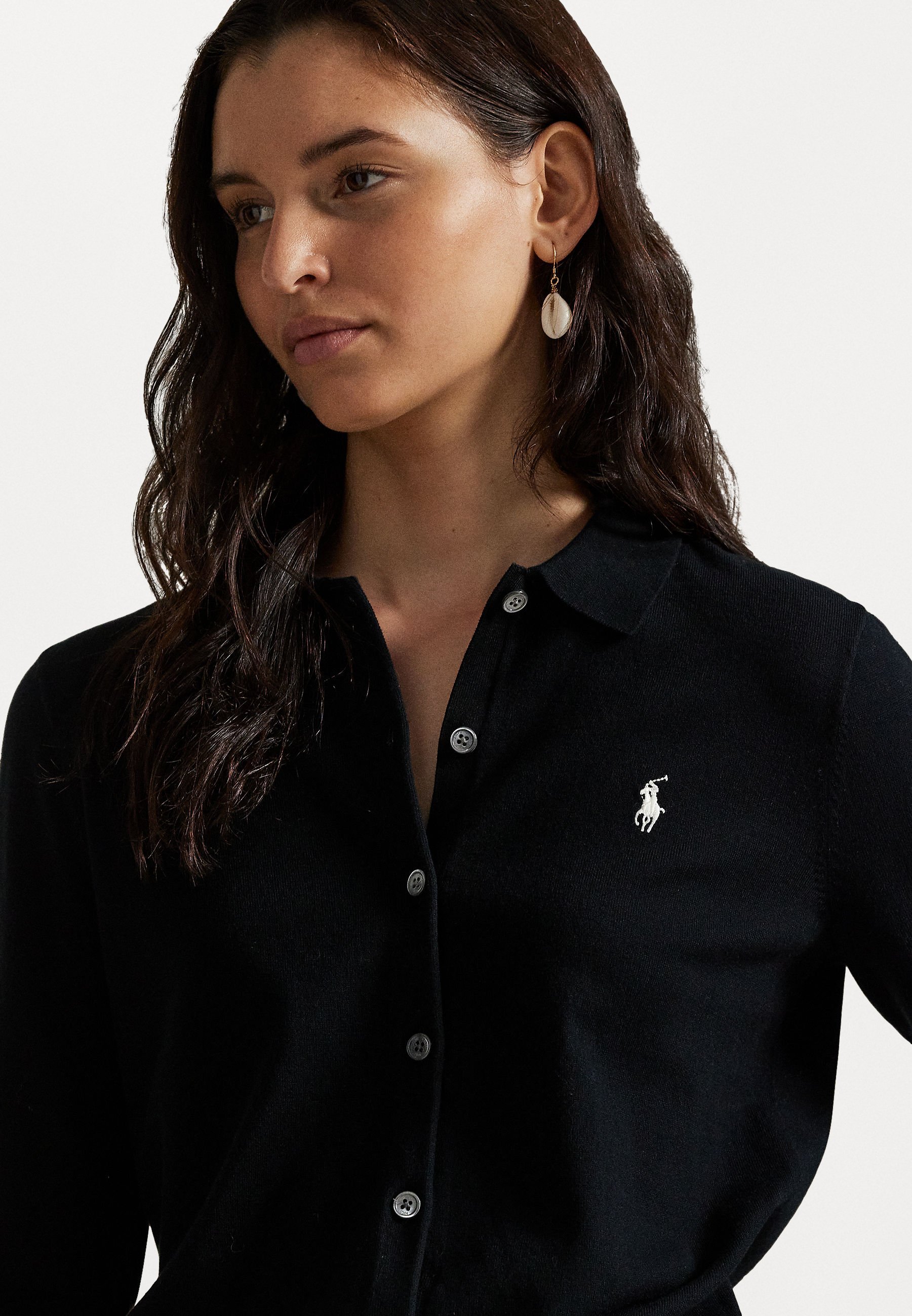 Polo Ralph Lauren POLO CALLAR BUTTONED CARDIGAN - Cardigan - polo zwart