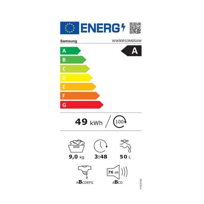 Lavatrice frontale Samsung da 9 kg, 1400 giri/min - WW90FG3M05AW