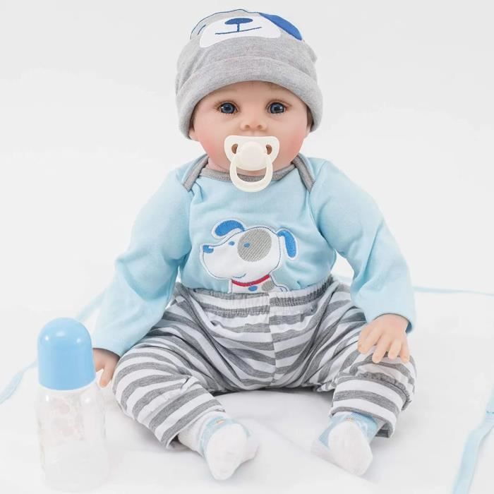 Muñeca Reborn - 55 cm - Silicona suave - Cuerpo de algodón - Regalo ideal para niñas